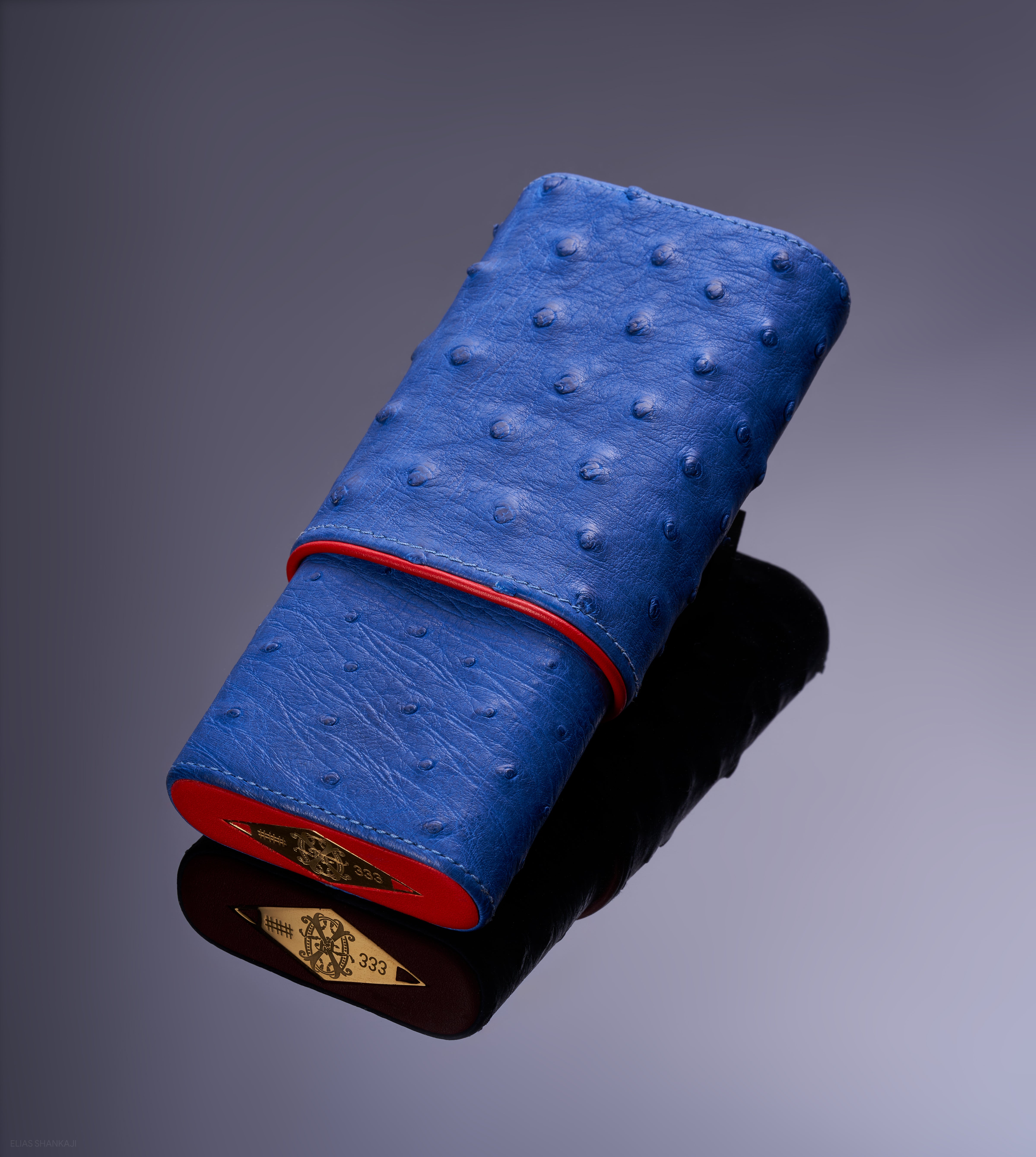 Les Chaines De L'amour Blue Ostrich Cigar Case
