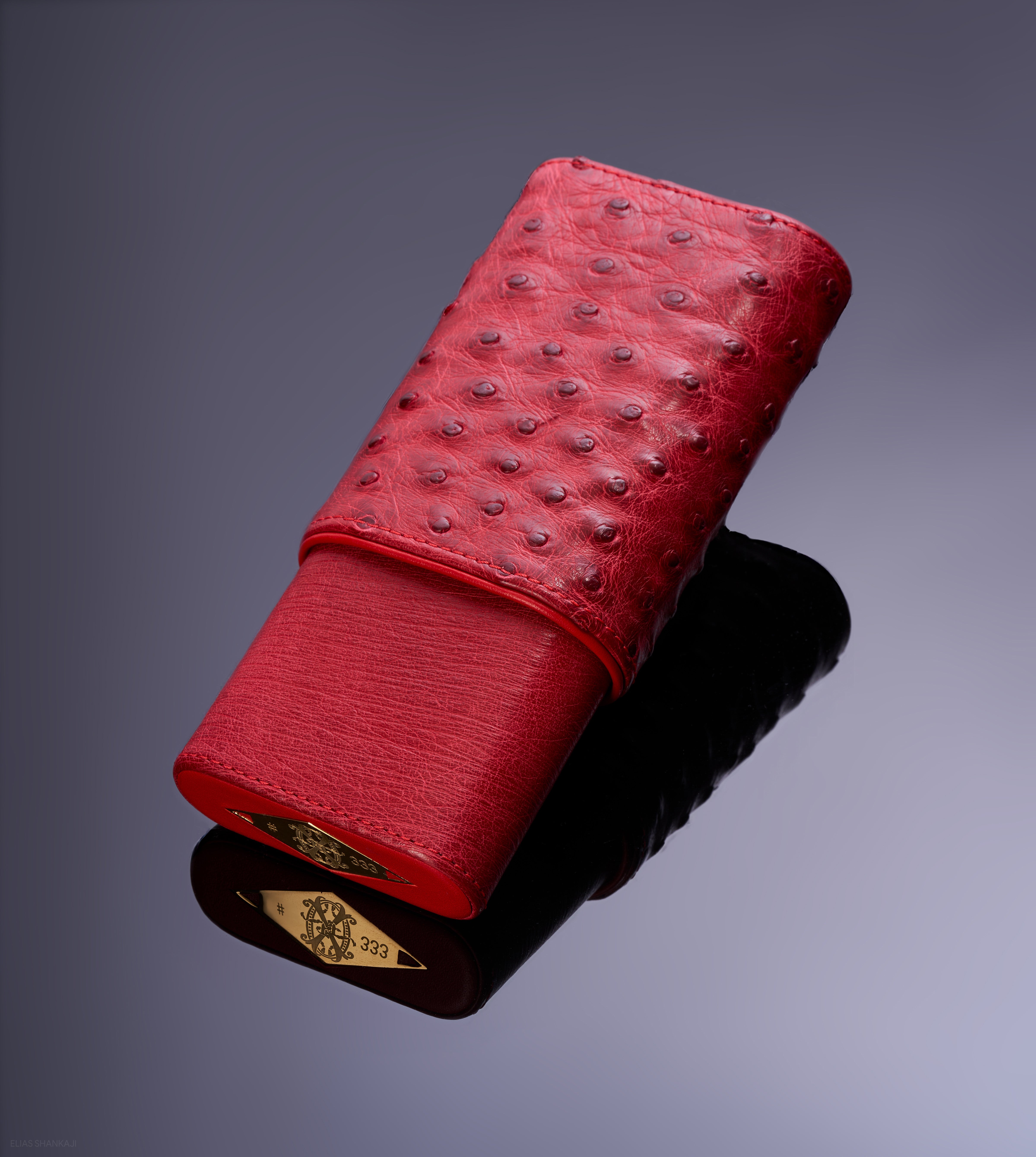 Les Chaines De L'amour Red Ostrich Cigar Case