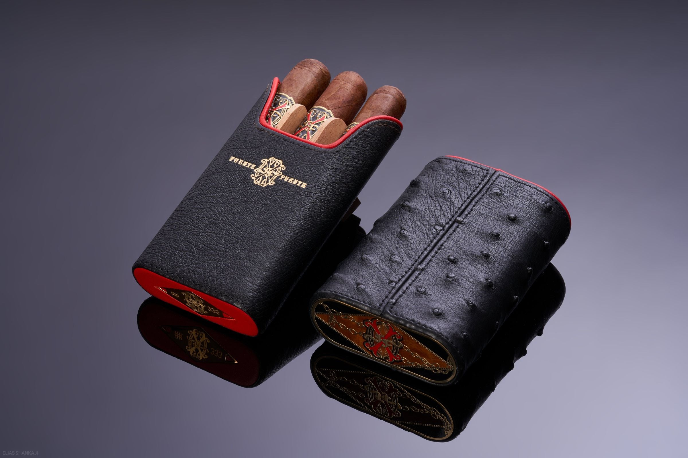 Les Chaines De L'amour Black Ostrich Cigar Case