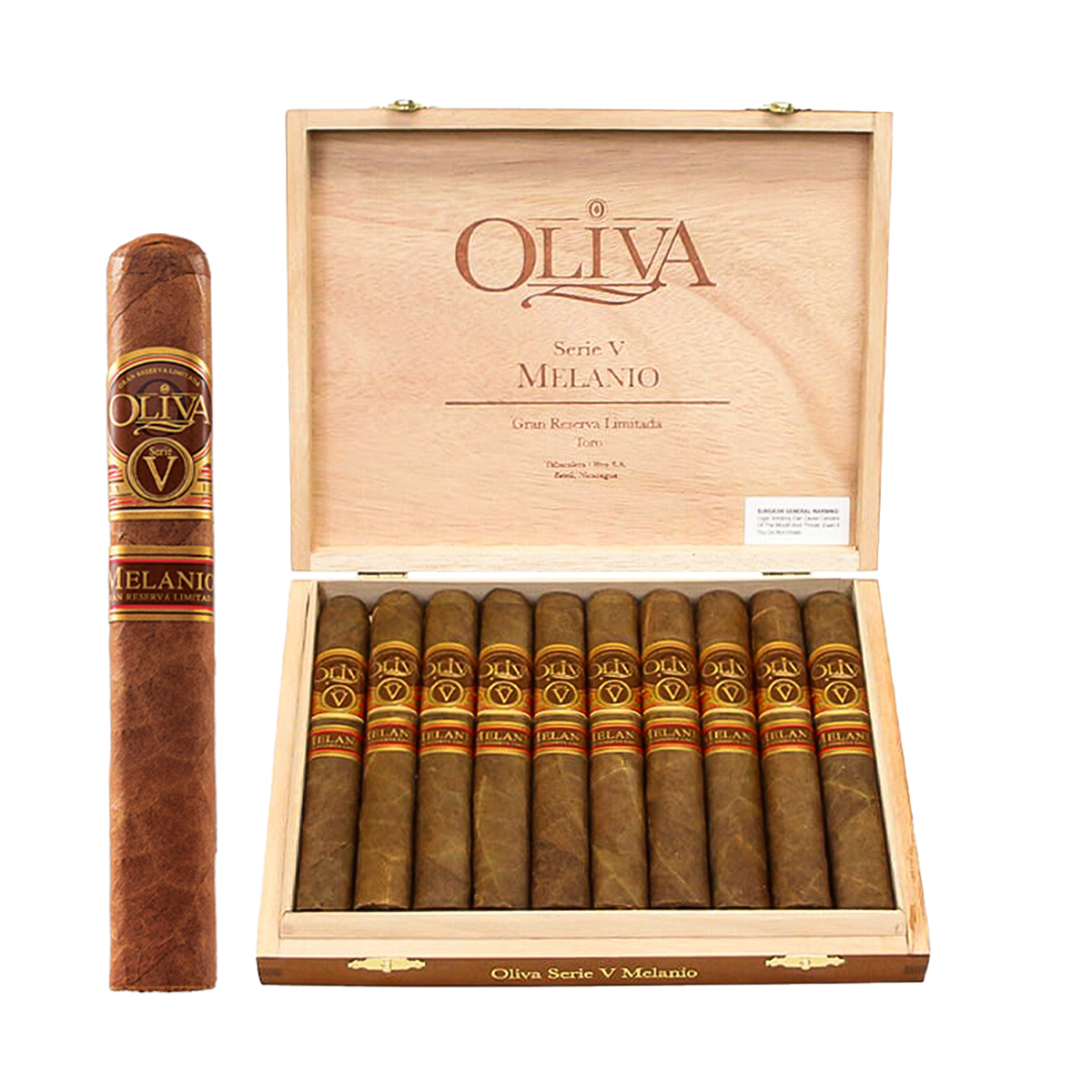 Oliva V Melanio Toro Natural box pressed premium Nicaraguan cigar with rich cocoa and cedar notes