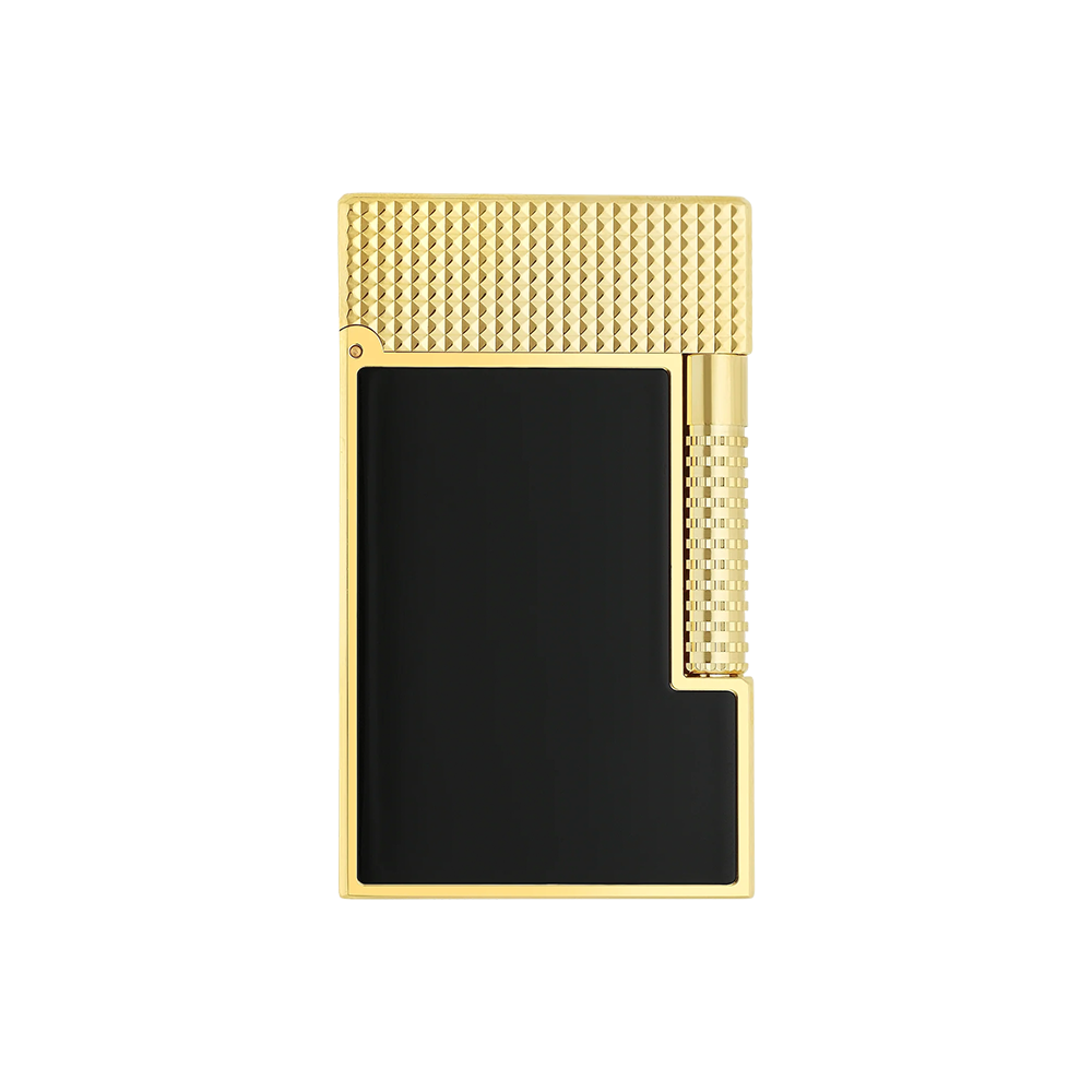 S.T. Dupont Le Grand Cling Black Lacquer Gold Luxury Cigar Lighter with Dual Flame System for Premium Cigars