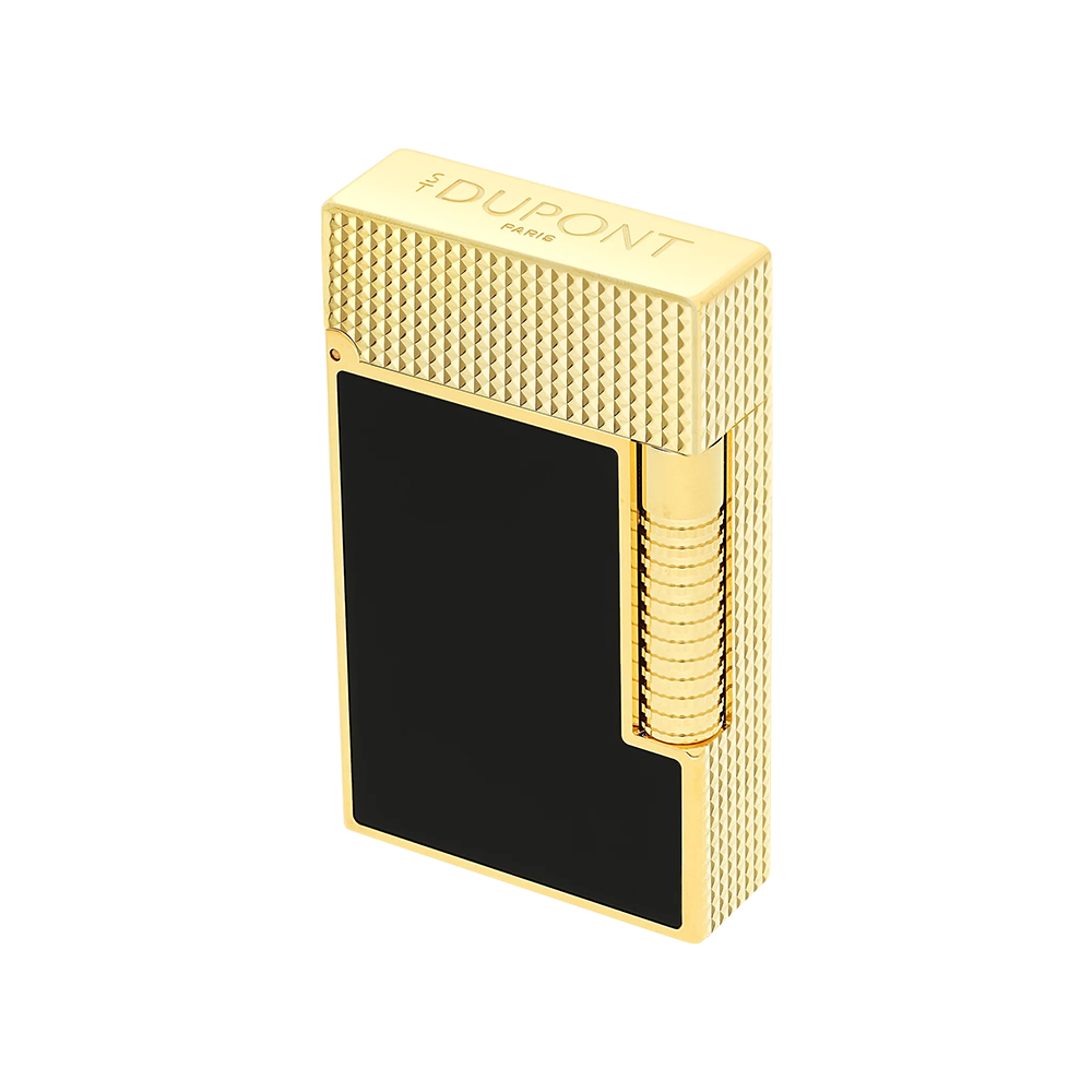 S.T. Dupont Le Grand Cling Black Lacquer Gold Luxury Cigar Lighter with Dual Flame System for Premium Cigars