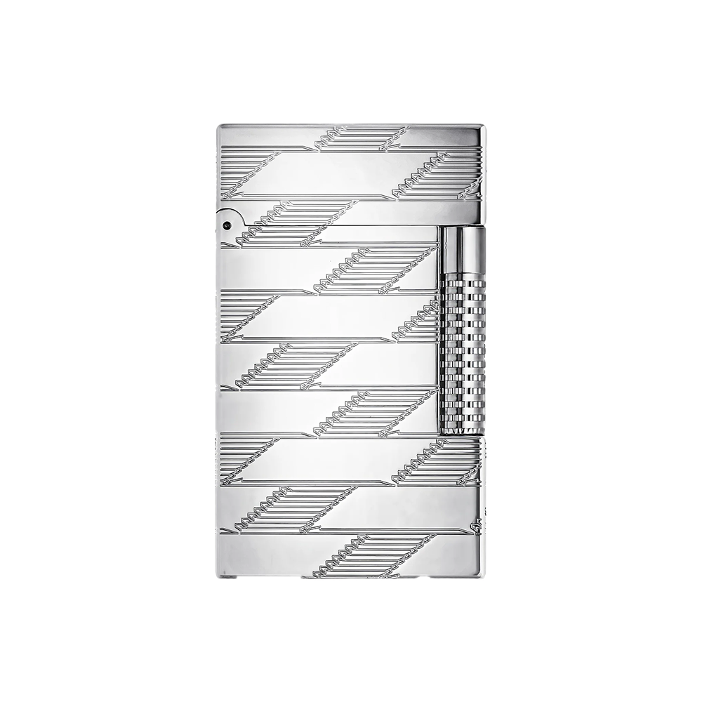 S.T. Dupont Le Grand Cling Guilloche Silver Luxury Cigar Lighter with Dual Flame Ignition and Premium French Craftsmanship