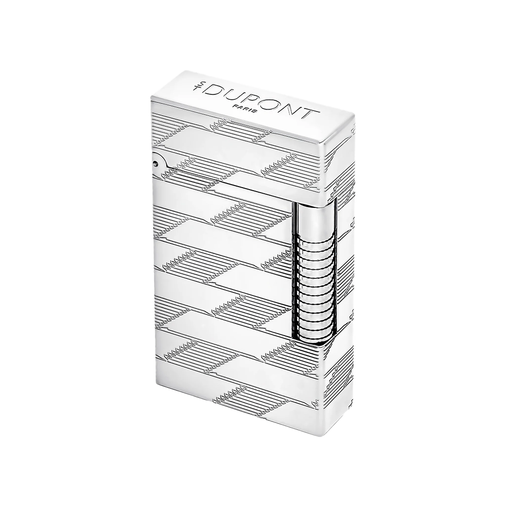 S.T. Dupont Le Grand Cling Guilloche Silver Luxury Cigar Lighter with Dual Flame Ignition and Premium French Craftsmanship