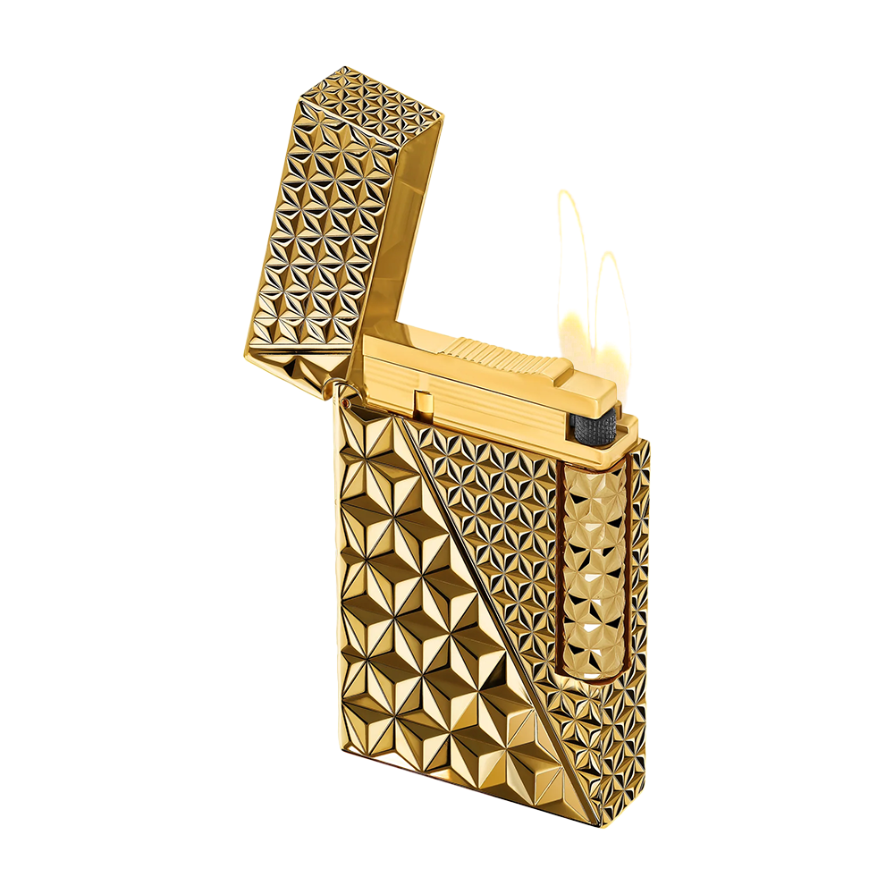 S.T. Dupont Ligne 2 Double Fire X Gold Plated Luxury Cigar Lighter