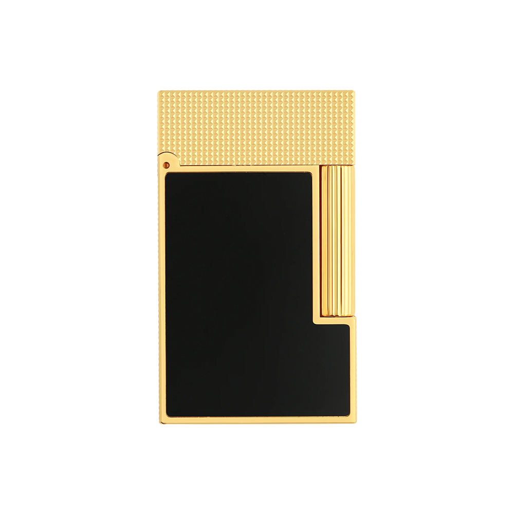 S.T. Dupont Ligne 2 Lacquered MicroDiamond Head Black and Gold Luxury Cigar Lighter