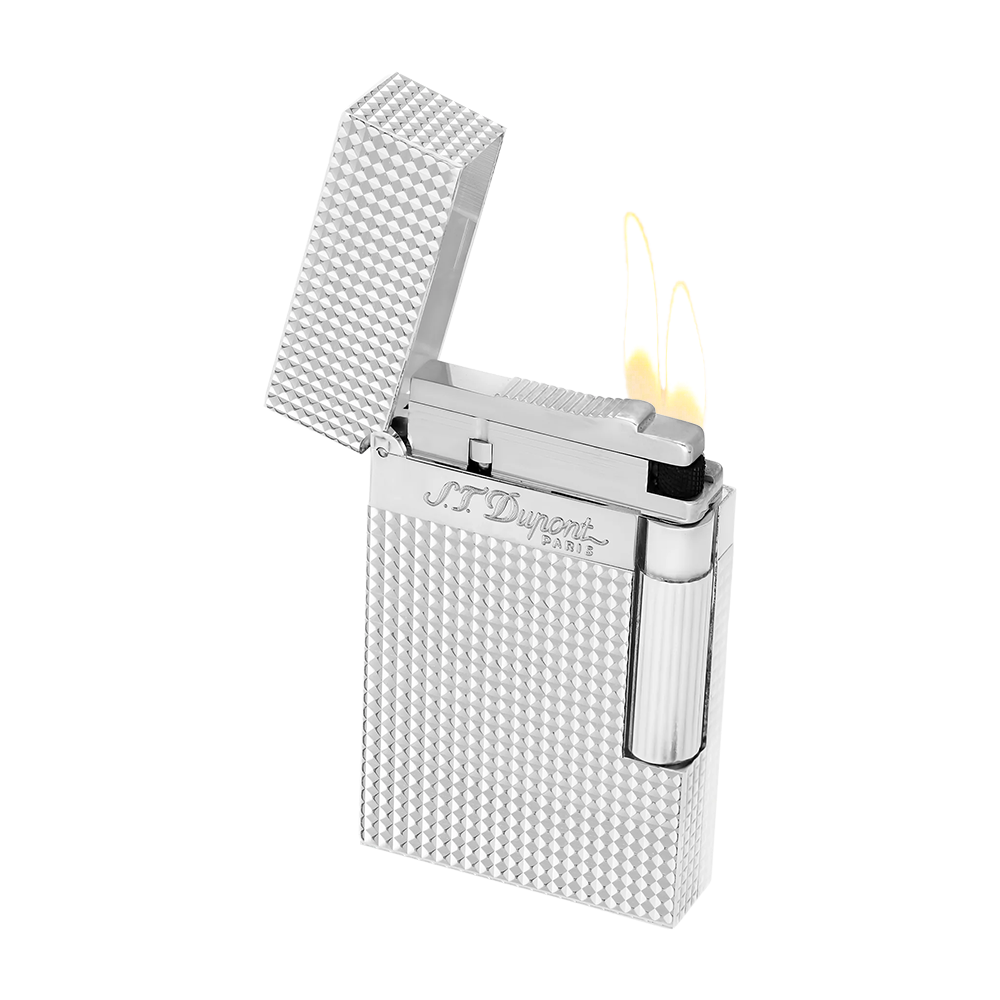 S.T. Dupont Ligne 2 Silver Plated Diamond Head Luxury Cigar Lighter
