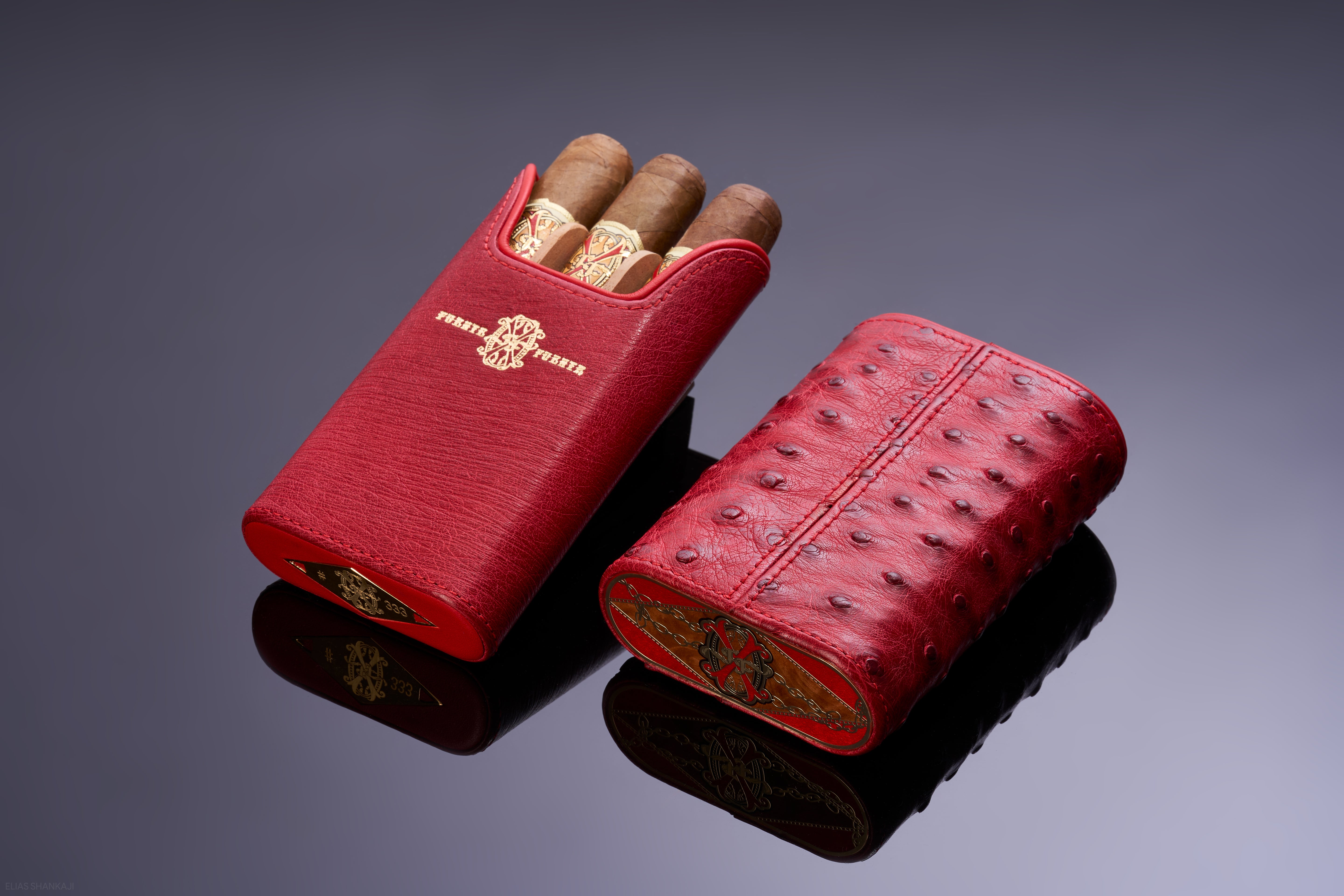 Les Chaines De L'amour Red Ostrich Cigar Case