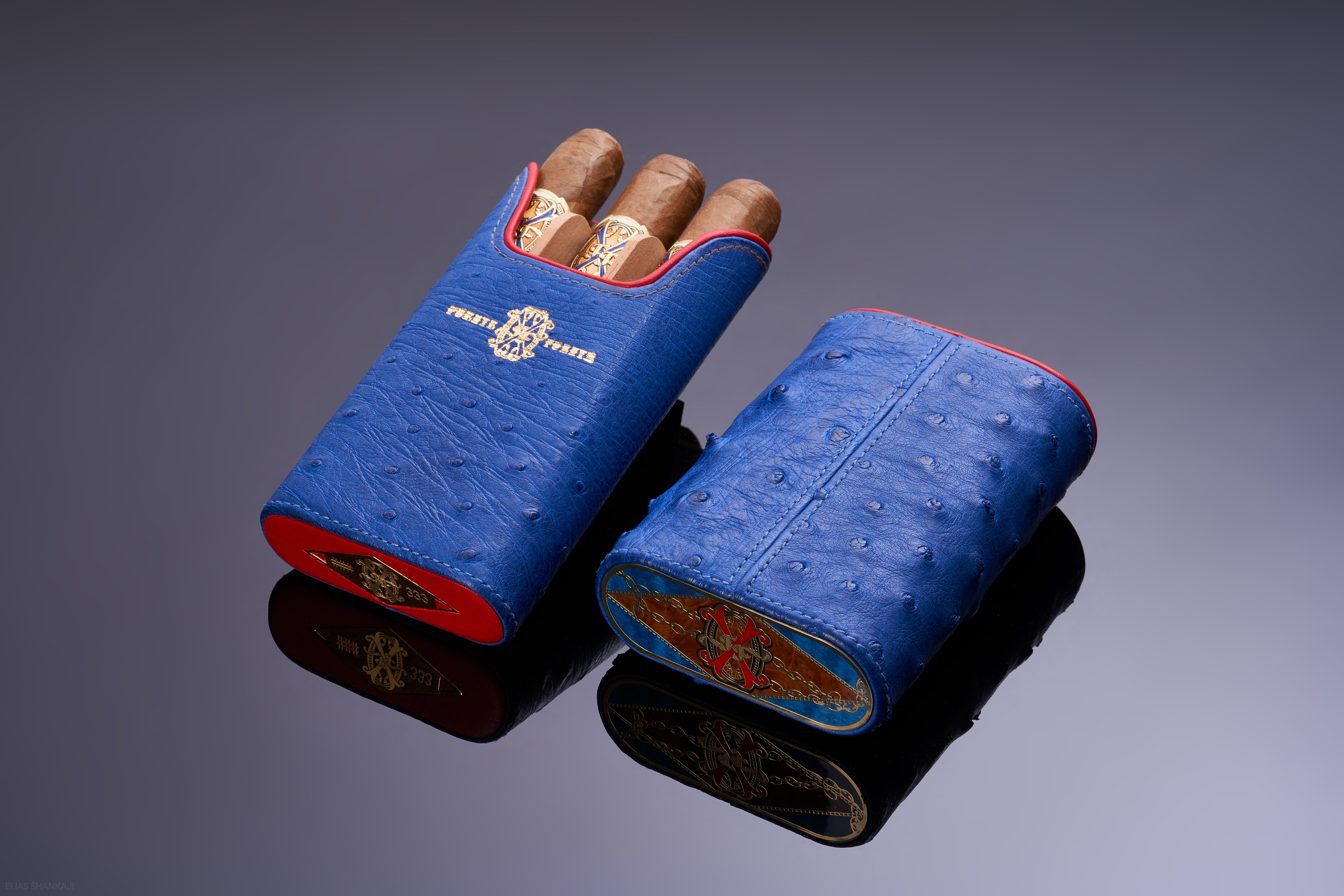 Les Chaines De L'amour Blue Ostrich Cigar Case