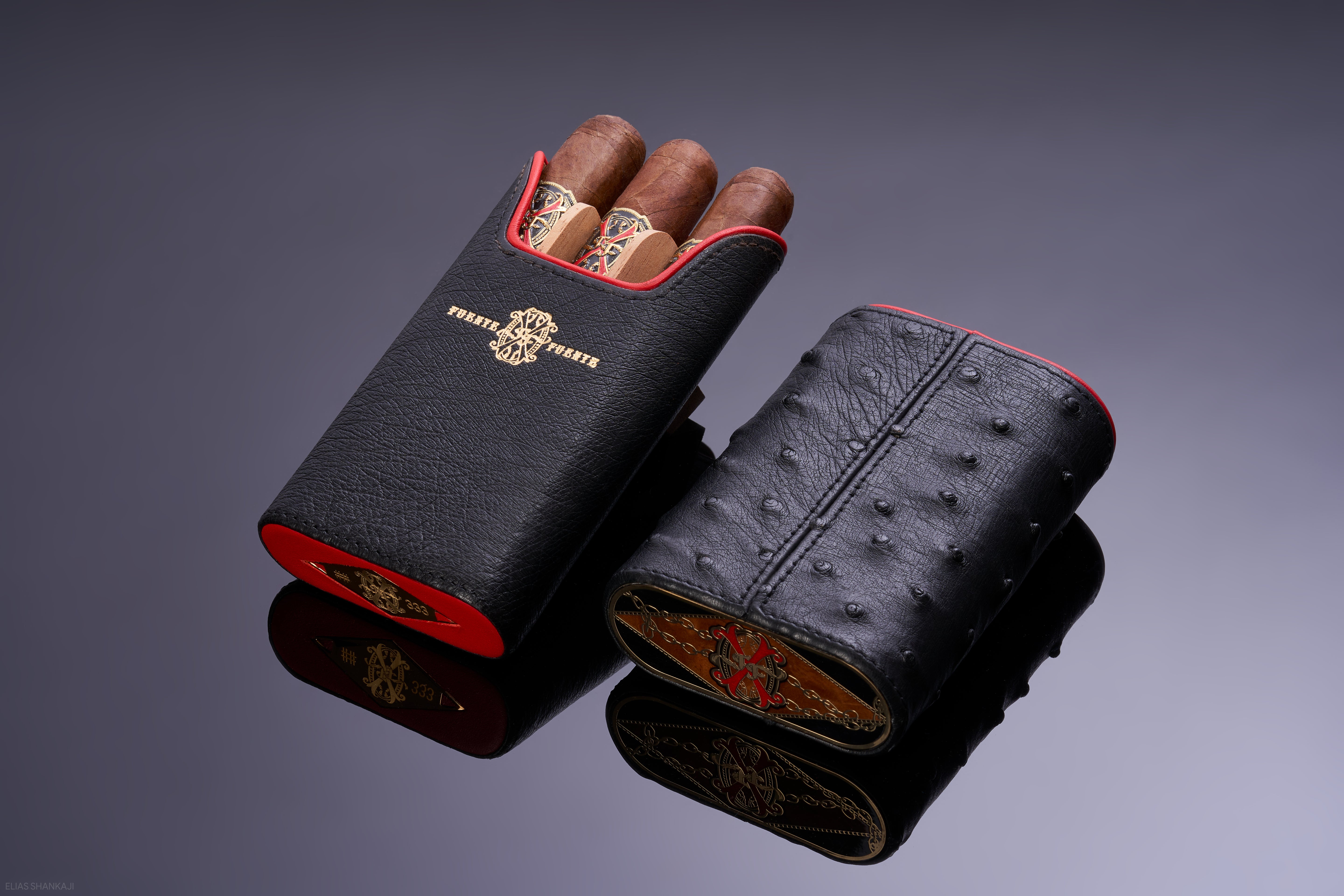 Les Chaines De L'amour Black Ostrich Cigar Case