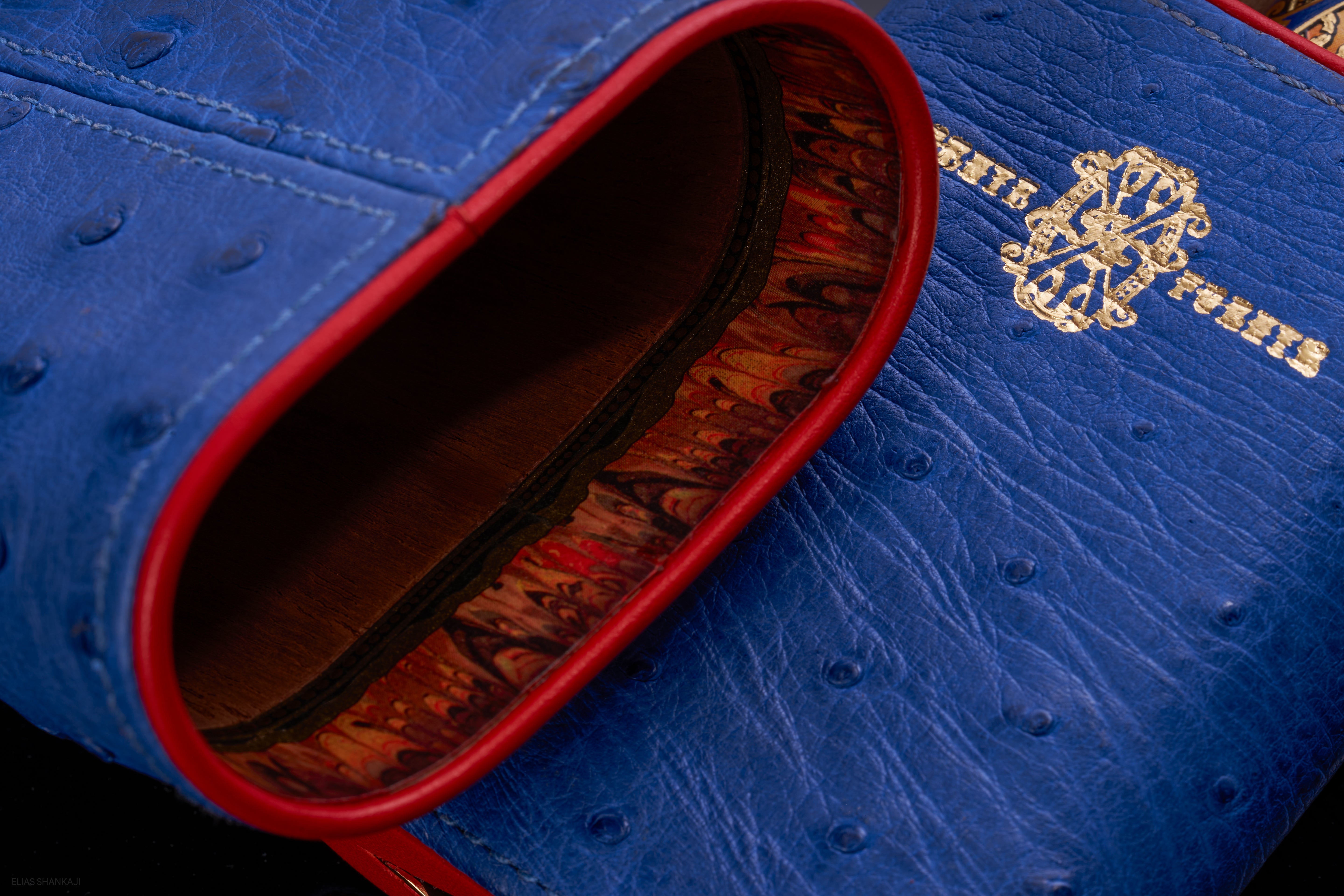 Les Chaines De L'amour Blue Ostrich Cigar Case