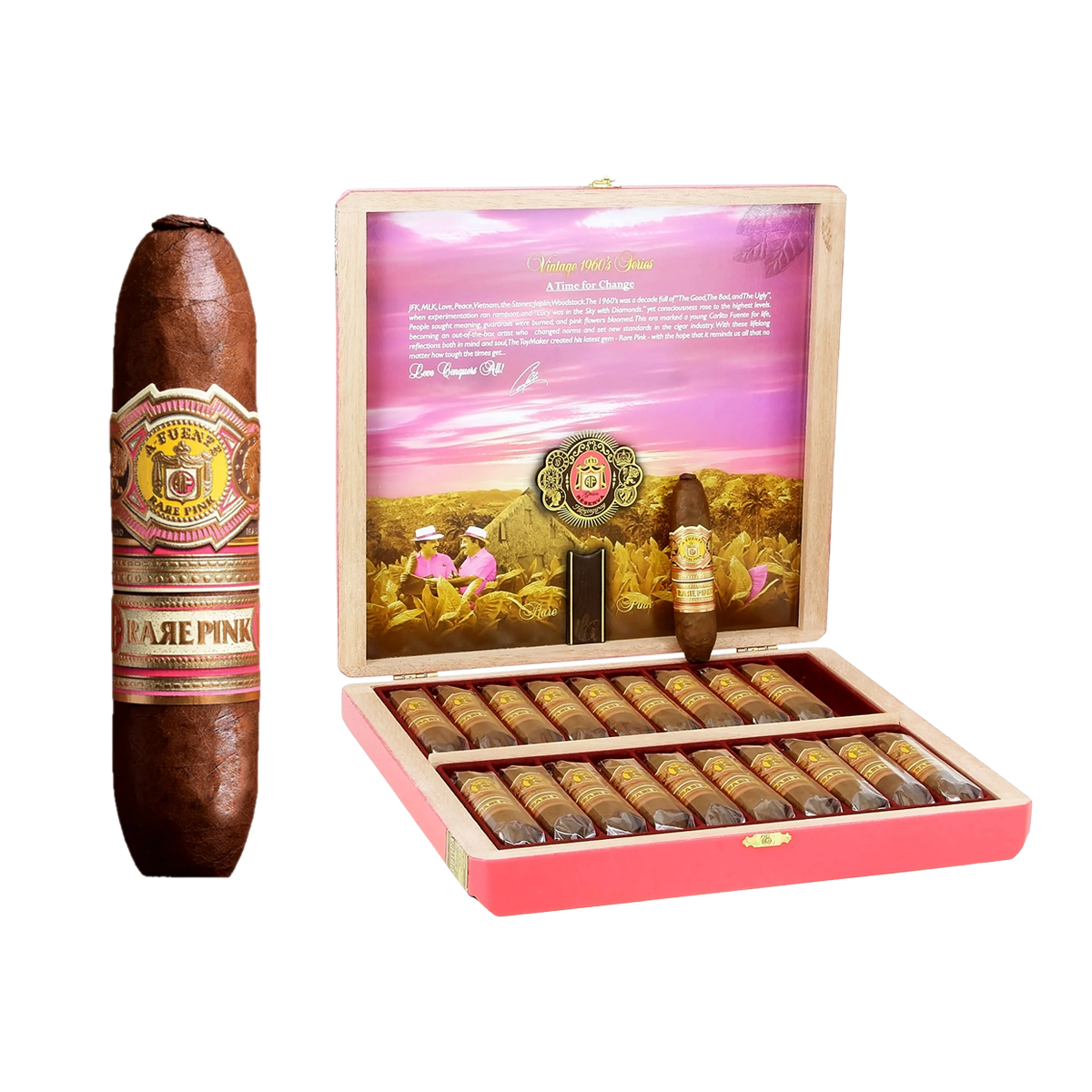 Arturo Fuente Rare Pink Queen of Hearts perfecto cigar with pink band