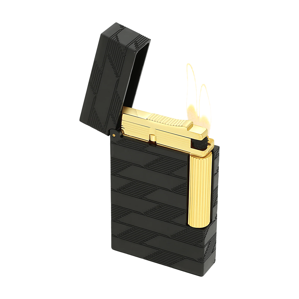 S.T. Dupont Ligne 2 Guilloche Black and Gold Luxury Cigar Lighter