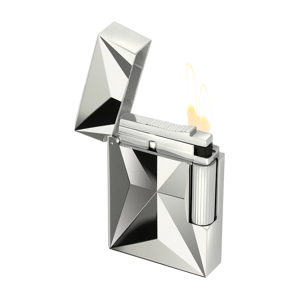 S.T. Dupont Ligne 2 Small Fire X Silver Luxury Cigar Lighter with Premium French Craftsmanship