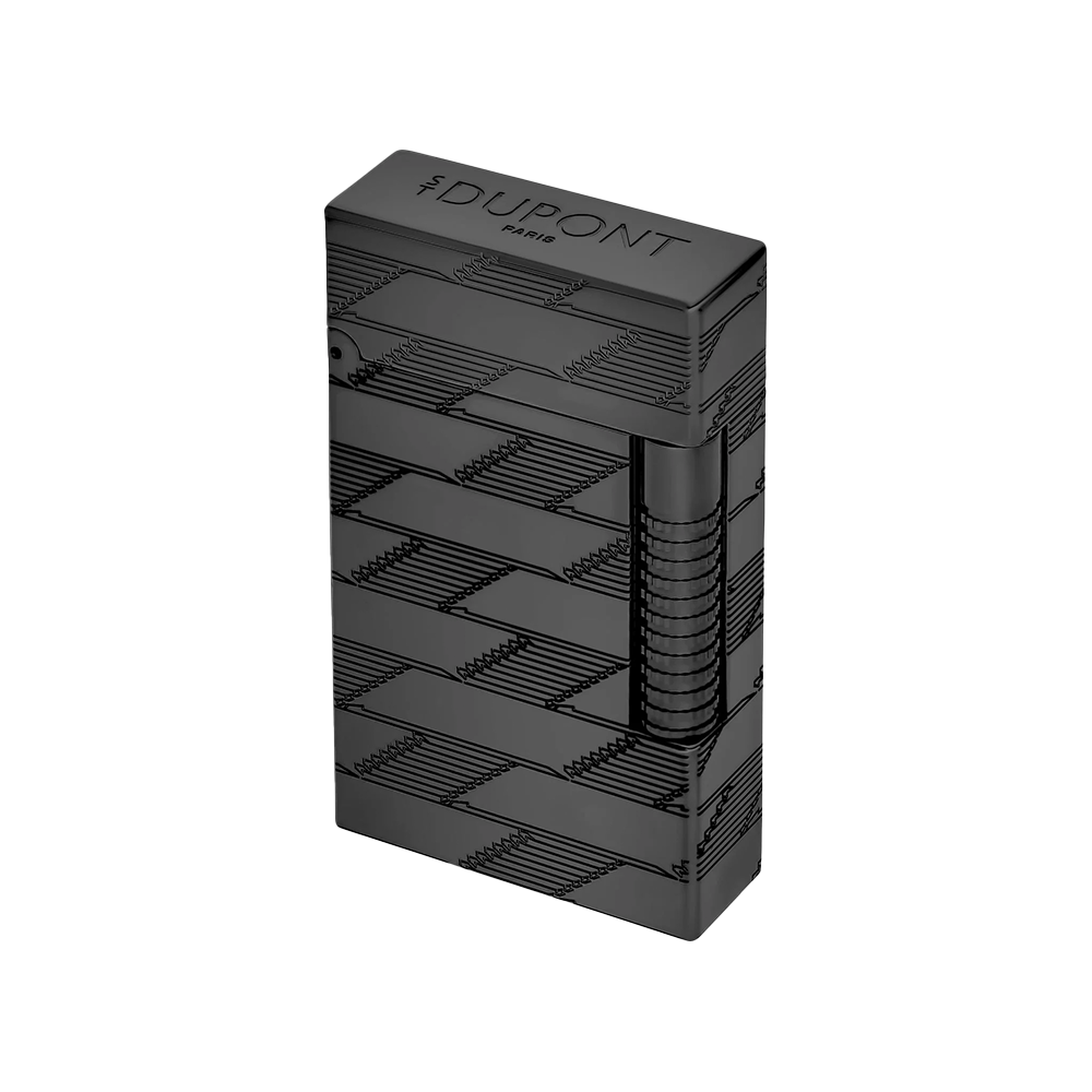 S.T. Dupont Le Grand Cling Guilloche Black Luxury Cigar Lighter with Dual Flame Ignition and Premium French Craftsmanship