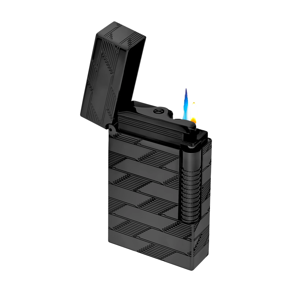 S.T. Dupont Le Grand Cling Guilloche Black Luxury Cigar Lighter with Dual Flame Ignition and Premium French Craftsmanship