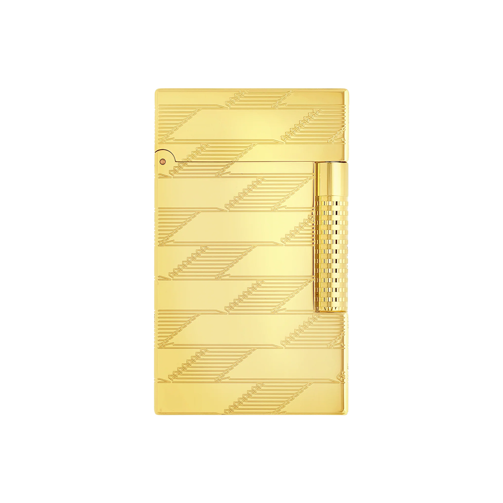 S.T. Dupont Le Grand Cling Guilloche Yellow Gold Luxury Cigar Lighter with Dual Flame Ignition and French Craftsmanship