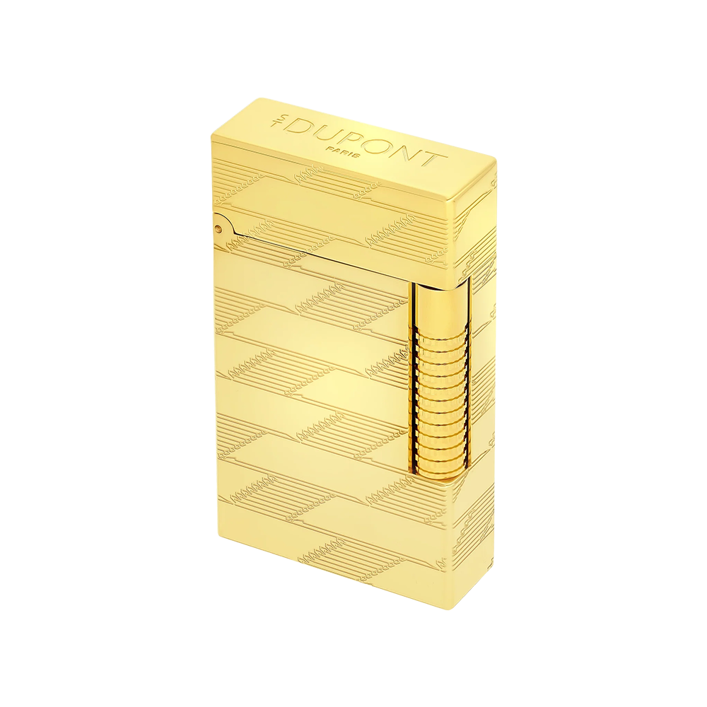 S.T. Dupont Le Grand Cling Guilloche Yellow Gold Luxury Cigar Lighter with Dual Flame Ignition and French Craftsmanship