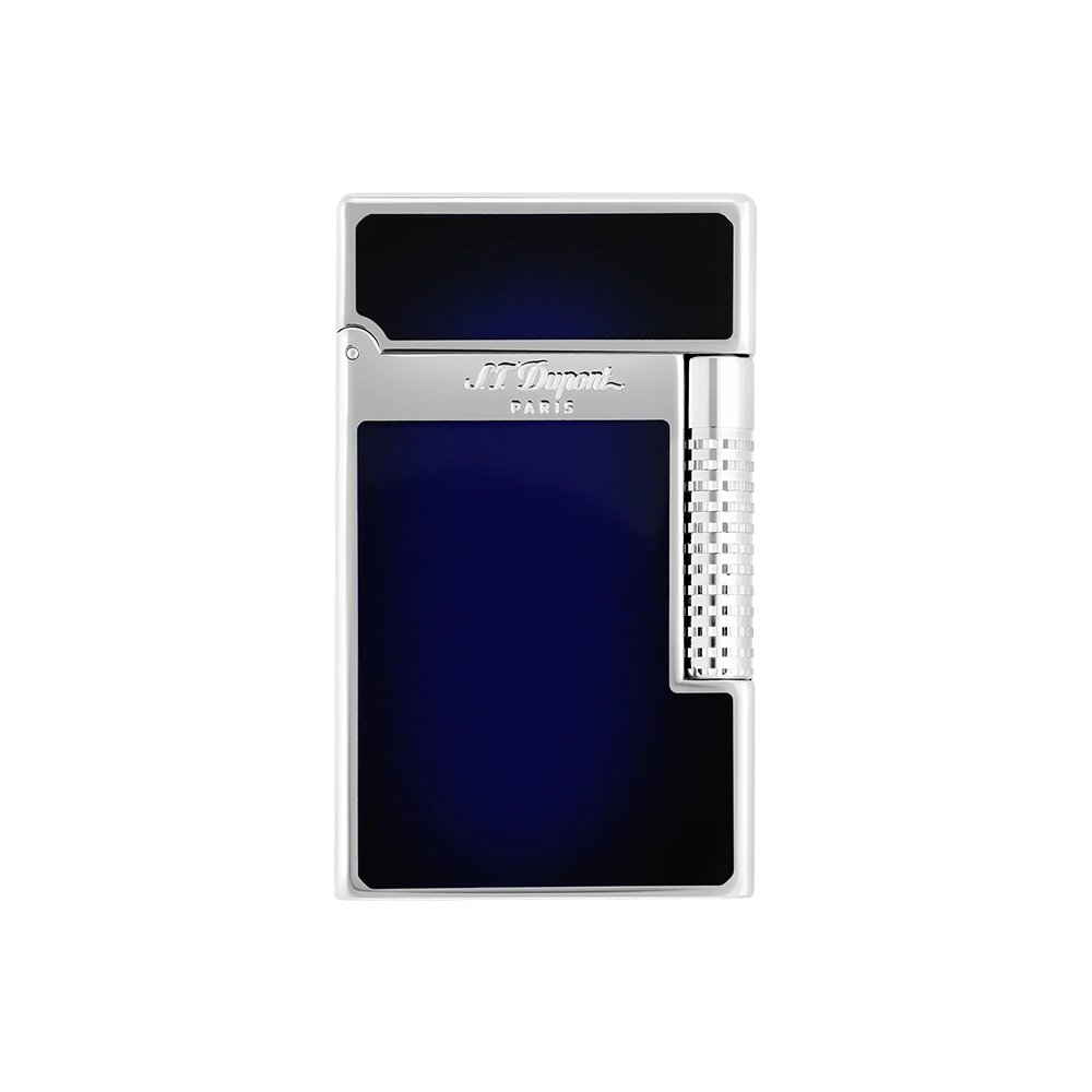 S.T. Dupont Le Grand Sunburst Blue Lacquer Luxury Cigar Lighter with Dual Flame Ignition and Premium French Design