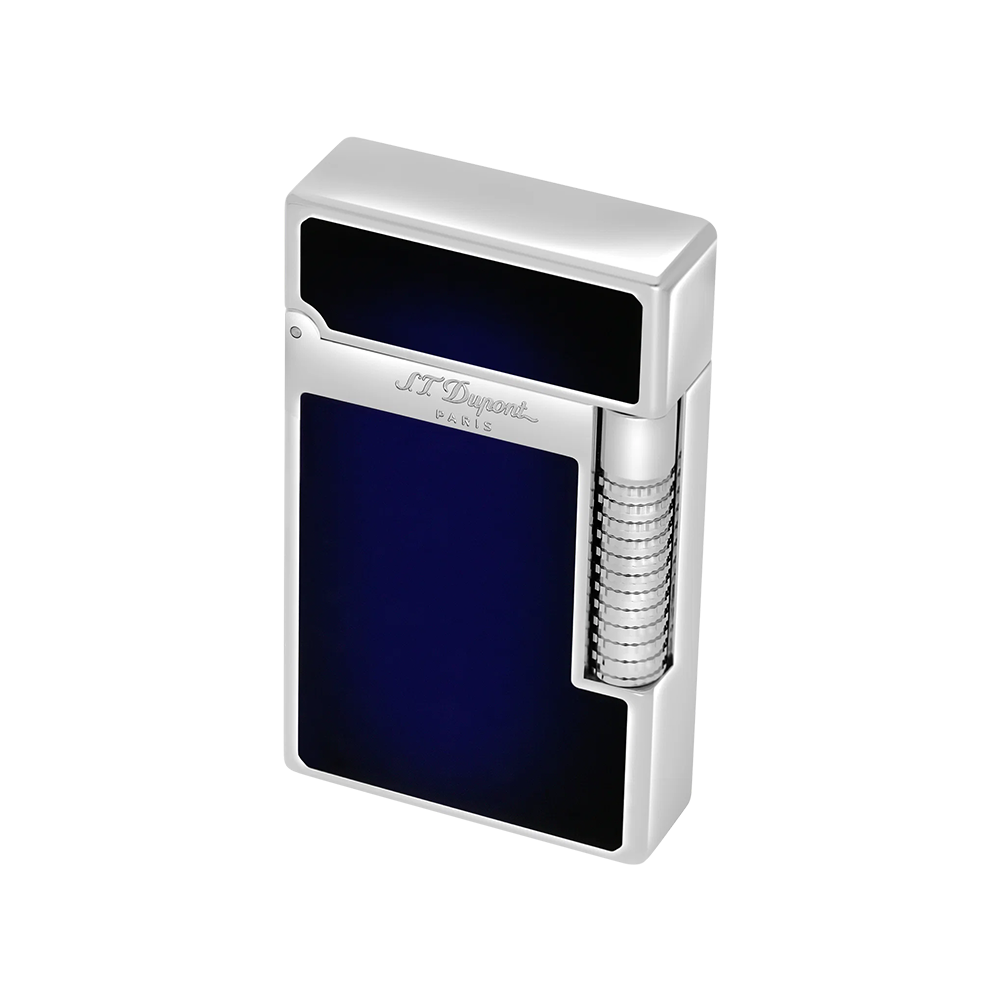 S.T. Dupont Le Grand Sunburst Blue Lacquer Luxury Cigar Lighter with Dual Flame Ignition and Premium French Design