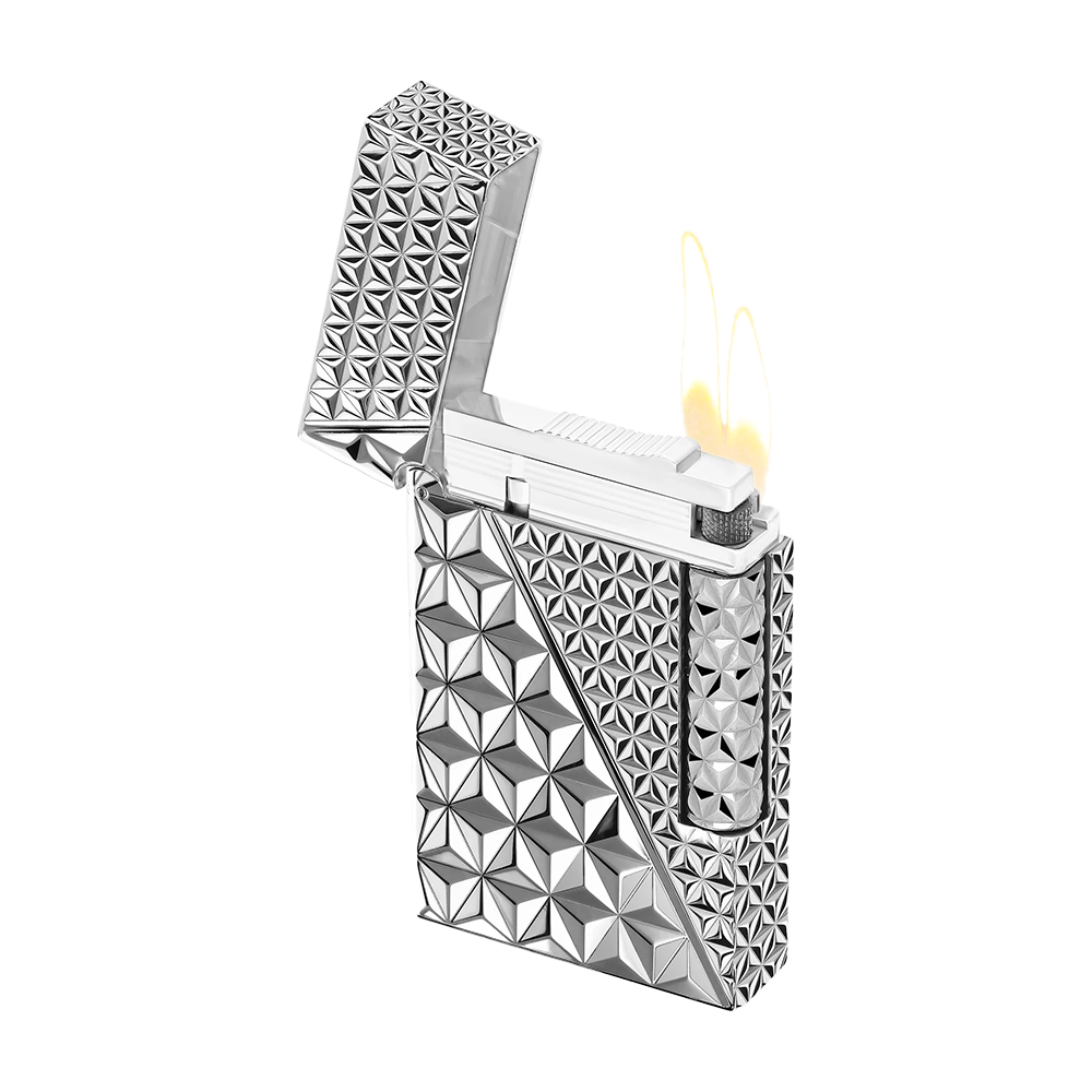 S.T. Dupont Ligne 2 Double Fire X Silver Plated Luxury Cigar Lighter