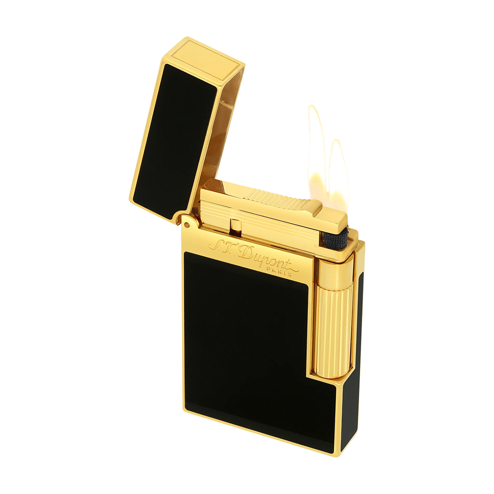 S.T. Dupont Ligne 2 Lacquered Black and Gold Luxury Cigar Lighter