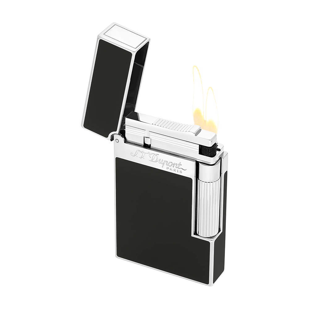 S.T. Dupont Ligne 2 Lacquered Black and Silver Luxury Cigar Lighter