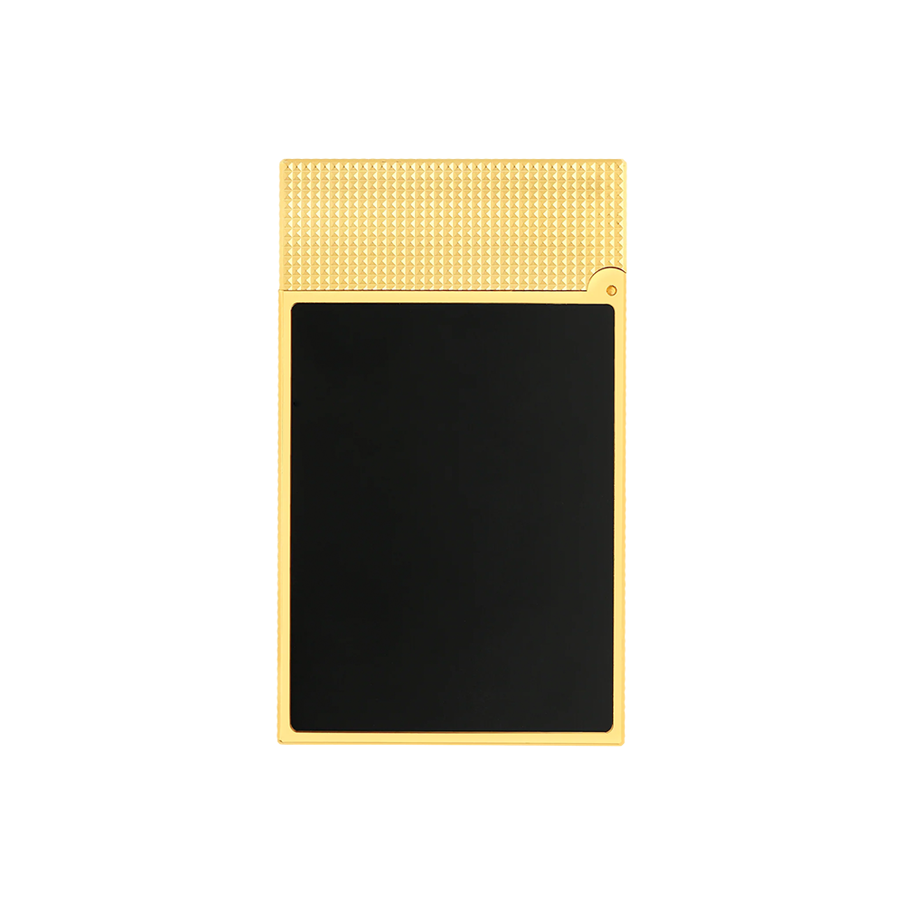 S.T. Dupont Ligne 2 Lacquered MicroDiamond Head Black and Gold Luxury Cigar Lighter