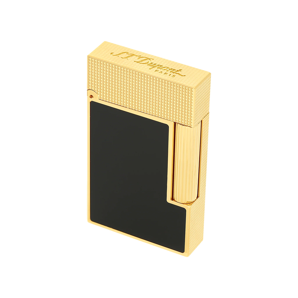 S.T. Dupont Ligne 2 Lacquered MicroDiamond Head Black and Gold Luxury Cigar Lighter