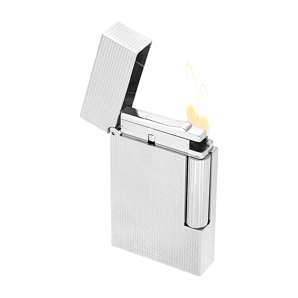 S.T. Dupont Ligne 2 MicroDiamond Head Silver Luxury Cigar Lighter