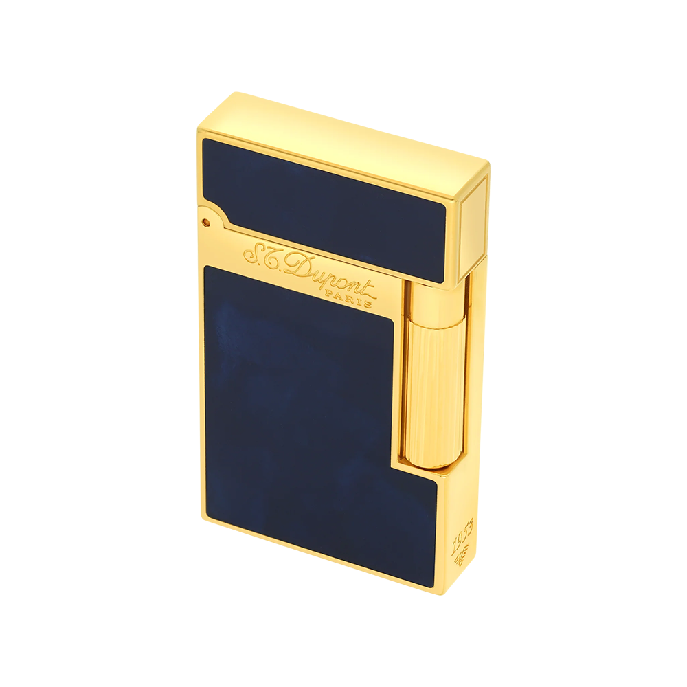 S.T. Dupont Ligne 2 Atelier Natural Lacquer Navy Blue and Gold Luxury Cigar Lighter